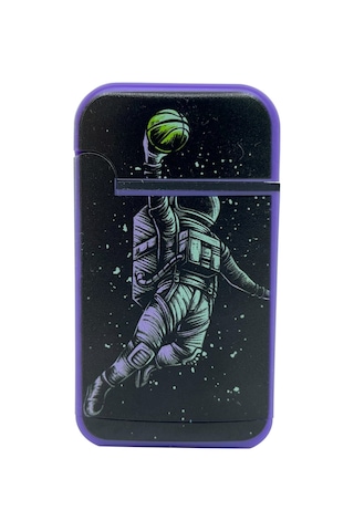 Zengaz Cool Tasarım Jet Alev Çakmak - Basketball Astronaut Mor