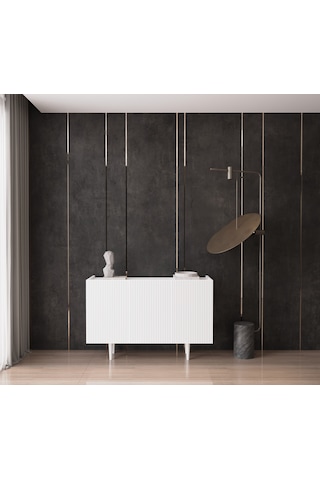 Enwood Capella Beyaz Mdf 3 Kapaklı Raflı 120 Lık Konsol