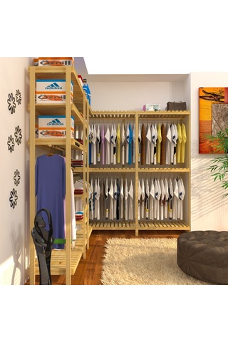 Cabide - L Açık Ahşap Gardırop