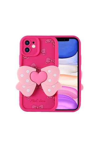 Zore Apple Uyumlu iPhone 11 Kılıf Kamera Korumalı Figür Tasarımlı Kapya Kapak-pembe Koyu Pembe Koyu