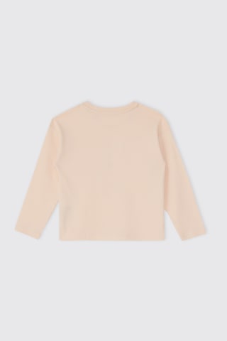 Panço Kız Çocuk Çiçek Desenli Bej Pijama Takımı Krem