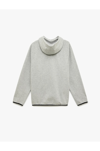 Koton Regular Fit Uzun Kollu Fermuarlı Cepli Kapşonlu Spor Sweatshirt Gri Melanj 6wam70041nk Gri Melanj