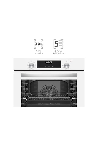 Simfer 8209 9 Fonksiyon QS Beyaz Cam Ankastre Fırın Power Turbo Dijital