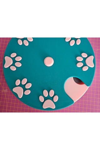 Buradabulabilirsin 3d Baskı Köpek Zeka Oyuncağı Dönen Diskli Ödül Mama Oyuncağı Pati Desenli Turkuaz Pembe Bbz