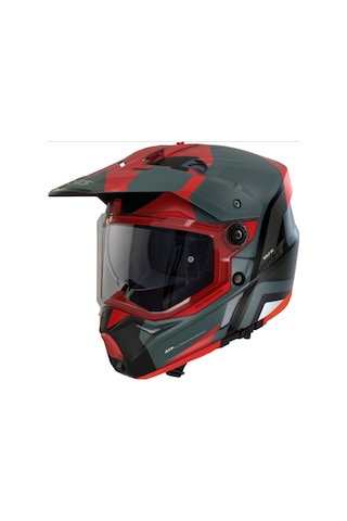 Axxis Wolf Ds Hydra Motosiklet Enduro Off-Road Turing Kask Mat Kırmızı Gri