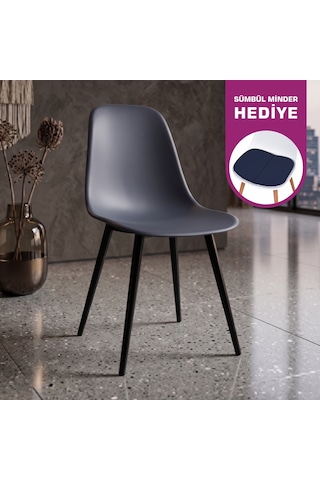 Vilinze Eames Siyah Ahşap Ayak Plastik Füme Sandalye Eames-beyaz Füme - Siyah