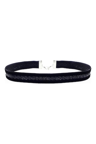 Simli Siyah Kadın Choker Renkli