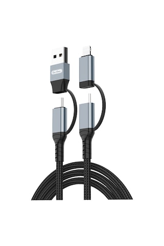 Go Des Gd-uc809 4in1 Pd Çoklu Usb-a + Type-c To Type-c + Lightning Şarj Kablosu 100w 120cm Siyah
