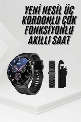 Amoled Ekran Metal Deri Silikon Kordonlu Uyku Ve Sağlık Takibi Çok Renkli