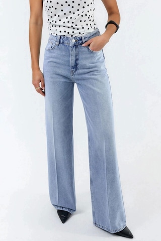 Hiccup Geniş Paça Raw Kot Pantolon Açık Mavi Denim