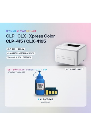 Samsung Uyumlu Clt-c504s Toner Tozu + Çip Mavi 60gr / Clp-415 / Clx-4195 / Xpress C1810 / C1860