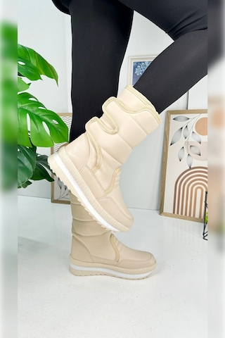 Nstil Alves Unisex Kadın - Erkek - Çocuk Kar Botu İçi Kürklü Cırt Cırtlı Kaymaz Taban Ayakkabı 802 Bej
