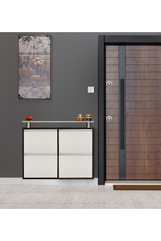 Kaser Metal 2+2'Li Metal Ayakkabılık Beyaz - Siyah