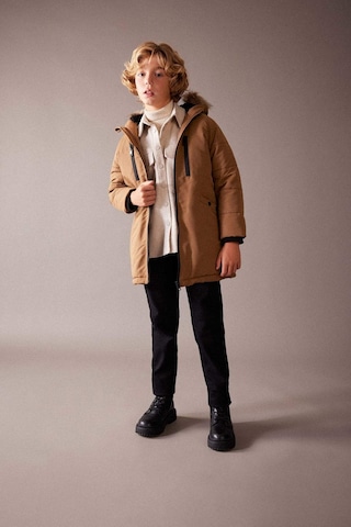 Defacto Erkek Çocuk Su İtici Çıkarılabilir Kürklü Kapüşonlu Pelüş Astar Kaban A2733A823CWBN315 Kahverengi