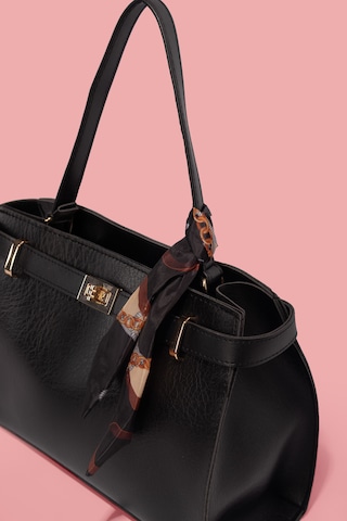 Westbag Kadın Tokalı Fularlı El Ve Çapraz Deri Dokulu Çanta Siyah