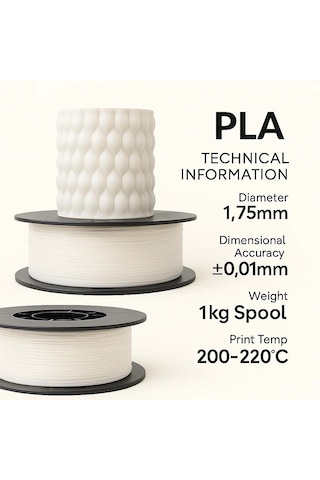 Filetto Pla+ Filament 1.75mm 1 Kg - Soft Beyaz