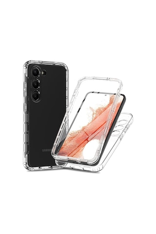 Samsung Galaxy S23 + 3'ü 1 Arada Hibrit Pc + Tpu Telefon Koruyucu Kapak Degrade Anti-damla Kılıfı, Pet Ekran Koruyucu