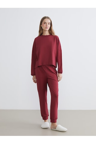 Lcw Young Bordo Bisiklet Yaka Kadın Pijama Takımı