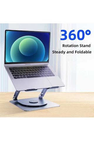 Alüminyum 360 Derece Ayarlanabilir Metal Laptop Standı Rgb Çift Fanlı Sogutucu Premium Serisi Notebook Tutucu