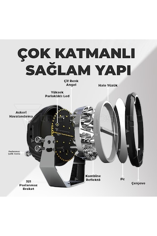 Ranger 6.5'' Angellı 60w 14 Led Turuncu Beyaz Drl Mercek Far