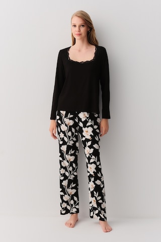 Suwen Marigold Pijama Takımı Sh26232660911 Siyah Desenli