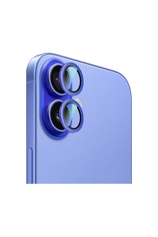 Apple Uyumlu iPhone 16 Caseworld Alloy Serisi Oleofobik Anti Reflective Kamera Lens Koruyucu Mavi