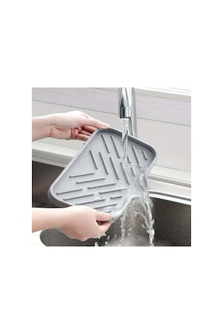 Neevoyu Silikon Lavabo Organizer, Sabun Ve Sponge Tutucu, Su Akıtma Tablası İle Evde Mutfak Depolama Aracı Gri