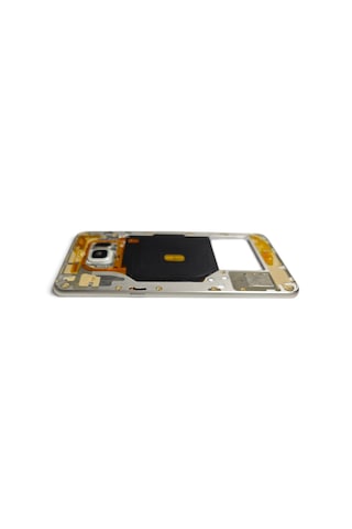 G928 Orta Kasa Galaxy S6 Edge Plus Uyumlu Beyaz Renk Orta Kasa Çerçeve + Ses Açma On Off Tuş Plastik Kamera Camı Ve Hoparlör Gümüş