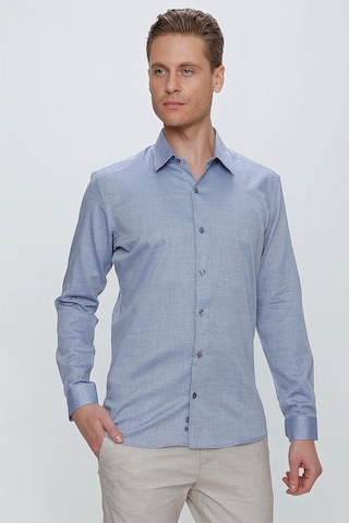 Gk 674 Slim Fit Koyu Mavi Klasik Gömlek Mavi
