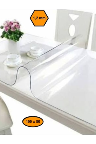 1,2 Mm Pvc Masa Örtüsü, Şeffaf Masa Kaplaması, 100x80