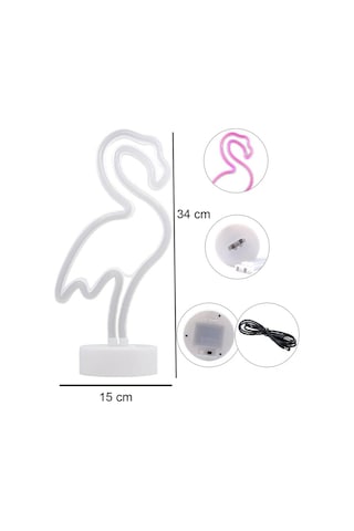 Dogusdeco Flamingo Neon Usb Kablo + Pilli Dekoratif Gece Lambası