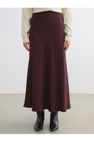 Lcw Modest Bordo Beli Fermuarlı Kloş Etek