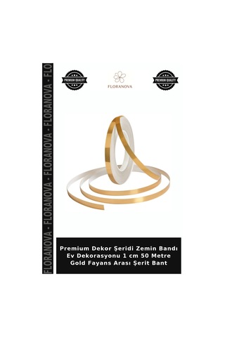 Premium Dekor Şeridi Zemin Bandı Ev Dekorasyonu 1 Cm 50 Metre Gold Fayans Arası Şerit Bant