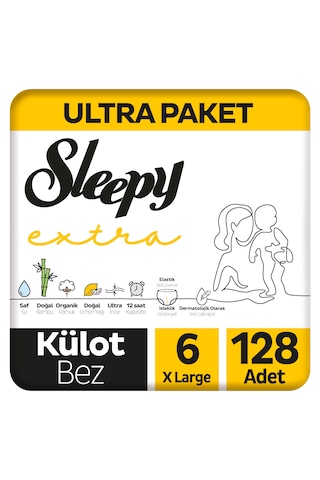 Sleepy Extra Günlük Aktivite Külot Bez 6 Numara XLarge Ultra Paket 128 Adet 4'lü