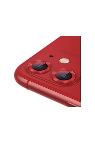 Apple İphone 12 Mini Kamera Koruyucu Lens Mercek Metal Çerçeveli 2li Set Kırmızı Red