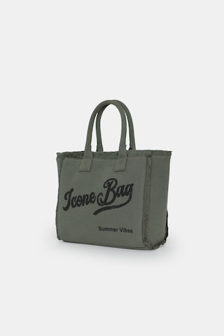 İcone Bag Icone Yıkamalı Denim Püskül Detaylı Şık Günlük & Plaj Çantası, Püsküllü Omuz Çantası Haki