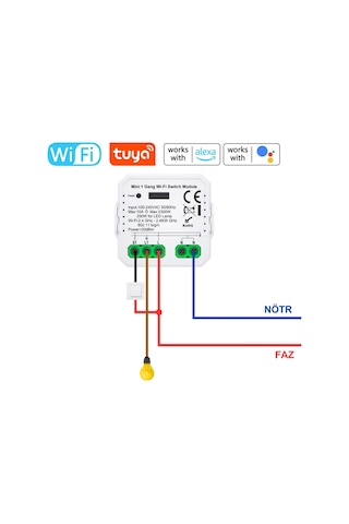 Tuya Uyumlu Mini Wifi Akıllı Anahtar 10 A / 220 V Röle