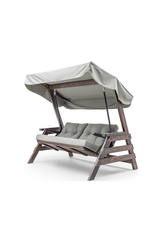 Belek Swing Ahşap Dış Mekan Bahçe Balkon & Teras Salıncağı Gri