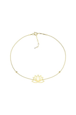 Sade Küçük Lotus Çiçeği 14 Ayar Altın Bileklik Sarı