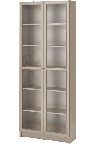 Cam Kapaklı Kitaplık, Gri-metalik, 80x30x202 Cm Gri