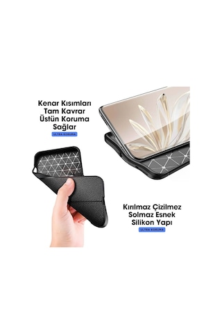 Honor Magic 6 lite Silikon Kılıf Deri Desenli Kamera Korumalı Darbe Emici Kapak