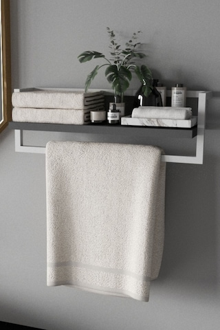 Aju Havluluk Banyo Rafı Havlu Askısı Şal Aksesuar Bakım Ürünleri Banyo Mutfak Düzenleyic Beyaz - Gri