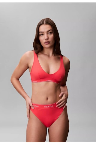 Calvin Klein Kadın Kalın Askı Ck Yazı Desenler Slim Fit Süngerli Pembe Bikini Üstü-16148