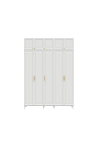 Guneystore Milas Gold 5 Kapaklı %100 Mdf Ayaklı Yüklüklü Gardırop