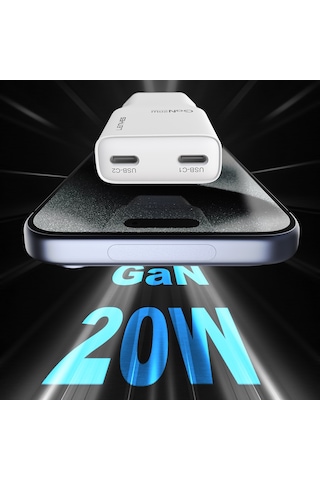 Lenyes Lch15-eu Tc-l Type-c To Lightning Gan Teknolojili Pd Hızlı Şarj Özellikli Şarj Seti 20w Beyaz Beyaz