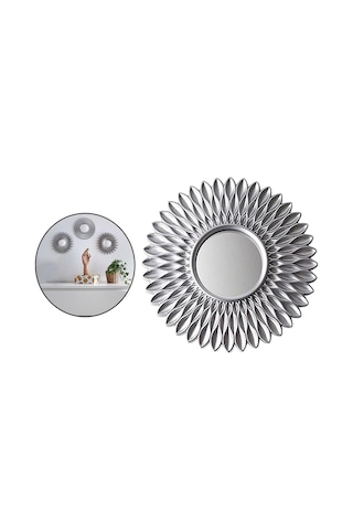 Suntek Yuvarlak Asılı Ayna Ev Şifonyer Dekor Duvar Aynaları Çiçek Şekilli Gümüş