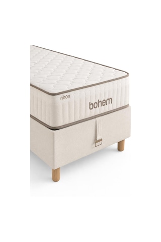 Niron Bohem Pocket Düz 120x200 Cm Tek Kişilik Yatak Baza Başlık Seti - Pocket Orta Sert 120 x 200