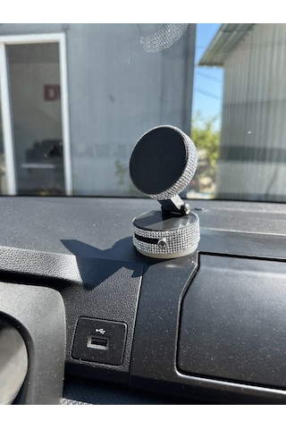 Kadınlara Özel Gümüş Taşlı Araç Telefon Tutacağı Oto Telefon Tutucu Kristal
