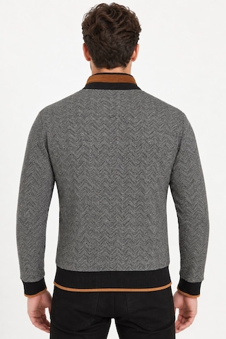 9021 Dewberry Erkek Sweatshırt-balıksırtı Siyah-2