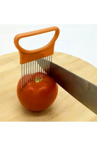 Cbtx Paslanmaz Çelik Sebze Soğan Kesici Tutucu Et İğnesi Mutfak Aletleri Turuncu